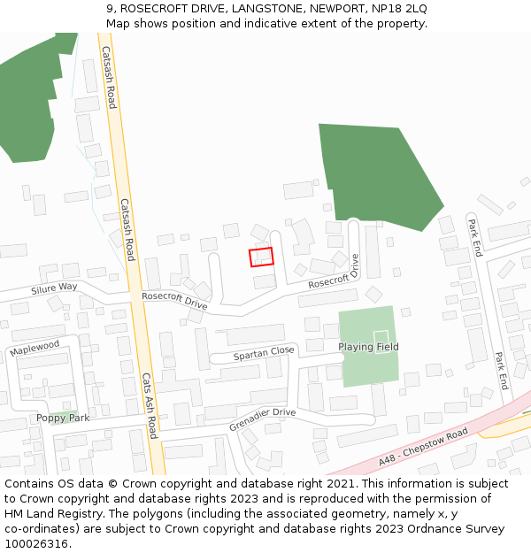 9, ROSECROFT DRIVE, LANGSTONE, NEWPORT, NP18 2LQ: Location map and indicative extent of plot