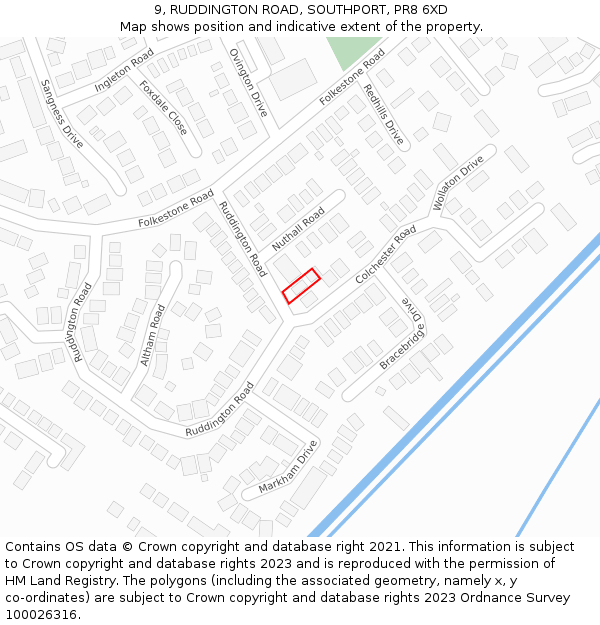 9, RUDDINGTON ROAD, SOUTHPORT, PR8 6XD: Location map and indicative extent of plot