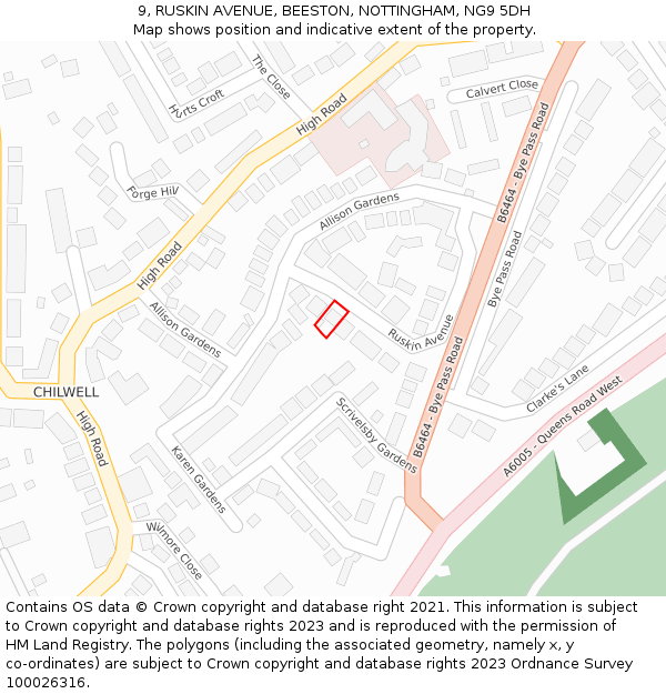 9, RUSKIN AVENUE, BEESTON, NOTTINGHAM, NG9 5DH: Location map and indicative extent of plot