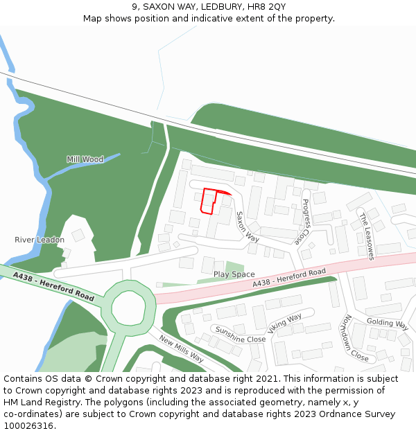 9, SAXON WAY, LEDBURY, HR8 2QY: Location map and indicative extent of plot