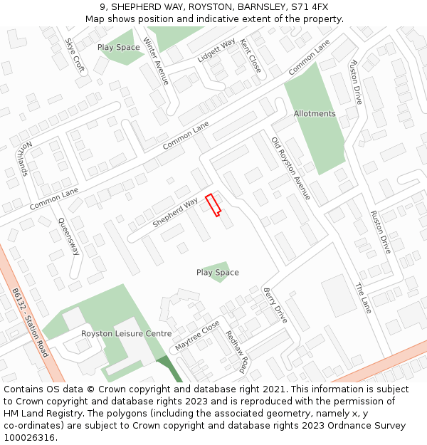 9, SHEPHERD WAY, ROYSTON, BARNSLEY, S71 4FX: Location map and indicative extent of plot