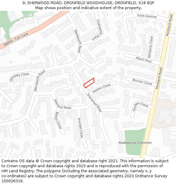 9, SHERWOOD ROAD, DRONFIELD WOODHOUSE, DRONFIELD, S18 8QF: Location map and indicative extent of plot