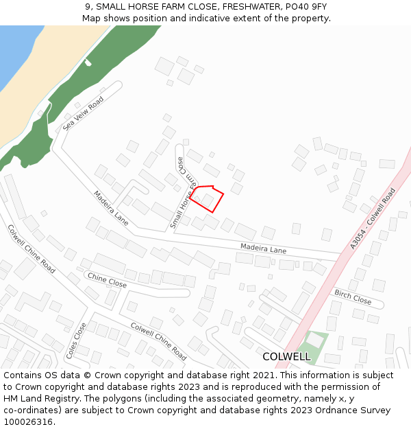 9, SMALL HORSE FARM CLOSE, FRESHWATER, PO40 9FY: Location map and indicative extent of plot