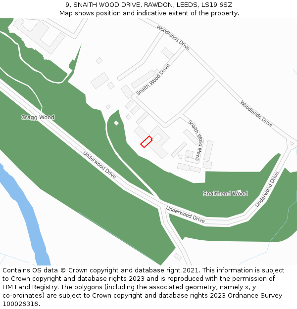 9, SNAITH WOOD DRIVE, RAWDON, LEEDS, LS19 6SZ: Location map and indicative extent of plot