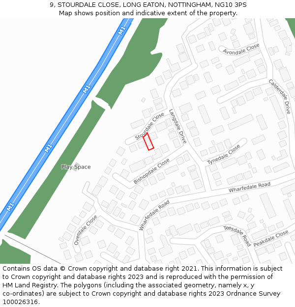 9, STOURDALE CLOSE, LONG EATON, NOTTINGHAM, NG10 3PS: Location map and indicative extent of plot