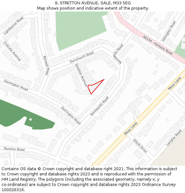 9, STRETTON AVENUE, SALE, M33 5EG: Location map and indicative extent of plot