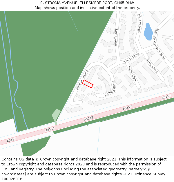 9, STROMA AVENUE, ELLESMERE PORT, CH65 9HW: Location map and indicative extent of plot