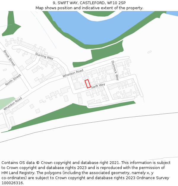 9, SWIFT WAY, CASTLEFORD, WF10 2SP: Location map and indicative extent of plot