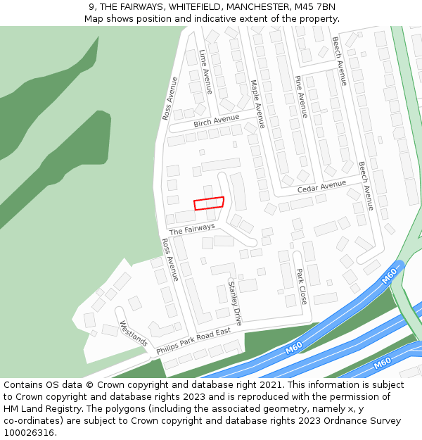 9, THE FAIRWAYS, WHITEFIELD, MANCHESTER, M45 7BN: Location map and indicative extent of plot