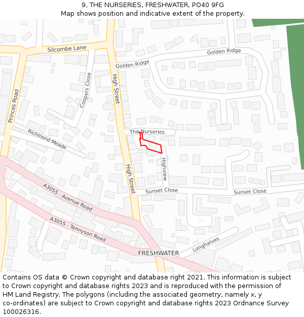 9, THE NURSERIES, FRESHWATER, PO40 9FG: Location map and indicative extent of plot