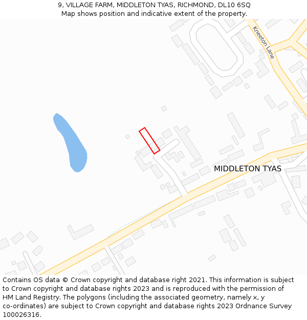 9, VILLAGE FARM, MIDDLETON TYAS, RICHMOND, DL10 6SQ: Location map and indicative extent of plot