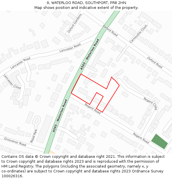 9, WATERLOO ROAD, SOUTHPORT, PR8 2HN: Location map and indicative extent of plot