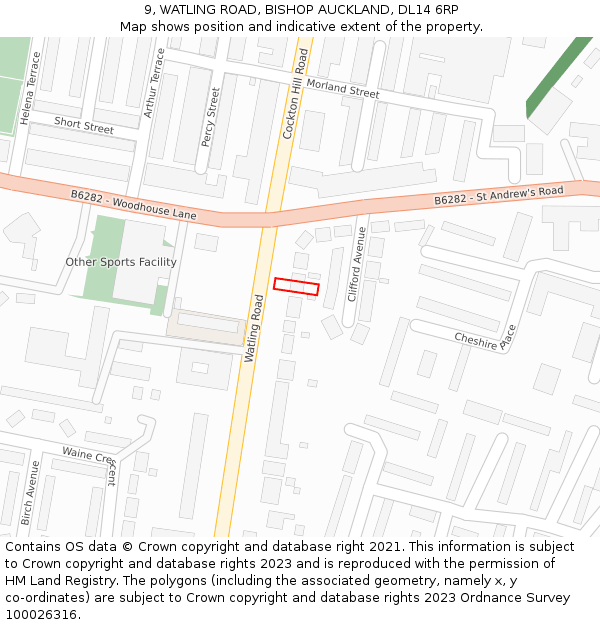 9, WATLING ROAD, BISHOP AUCKLAND, DL14 6RP: Location map and indicative extent of plot