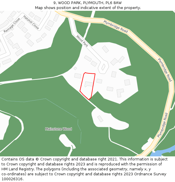 9, WOOD PARK, PLYMOUTH, PL6 8AW: Location map and indicative extent of plot