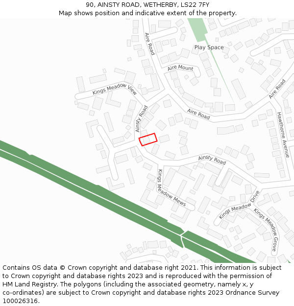 90, AINSTY ROAD, WETHERBY, LS22 7FY: Location map and indicative extent of plot