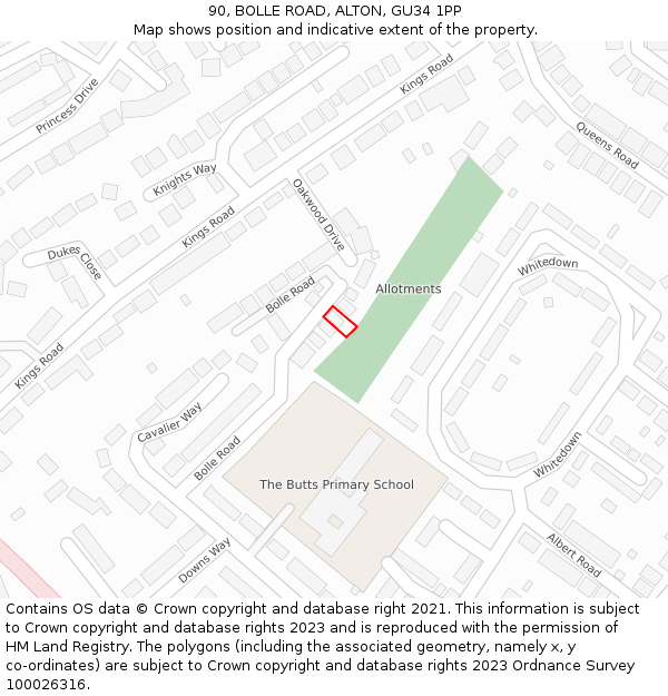 90, BOLLE ROAD, ALTON, GU34 1PP: Location map and indicative extent of plot