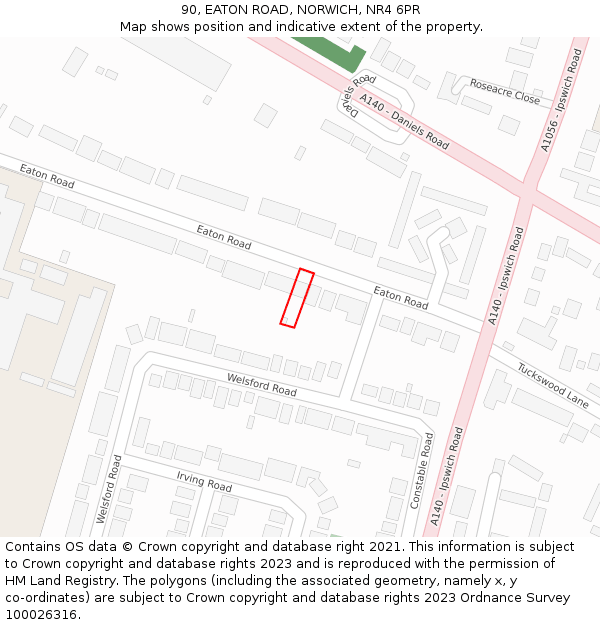 90, EATON ROAD, NORWICH, NR4 6PR: Location map and indicative extent of plot