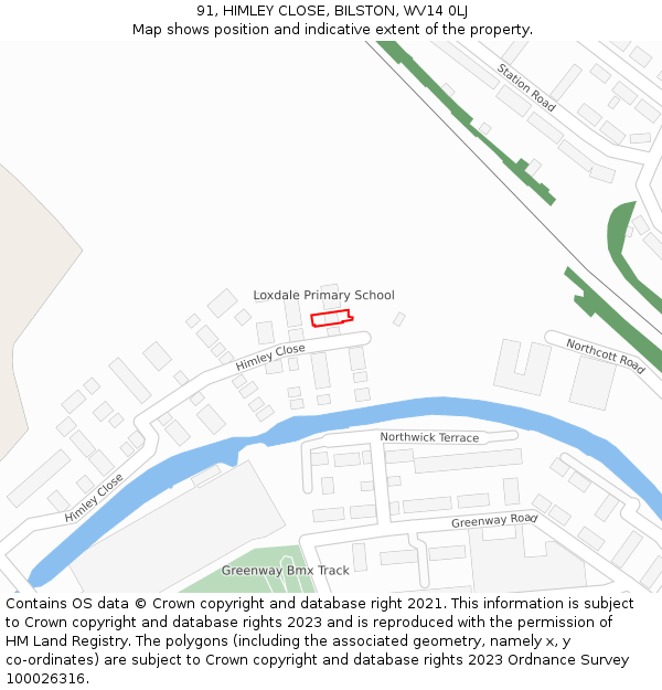 91, HIMLEY CLOSE, BILSTON, WV14 0LJ: Location map and indicative extent of plot