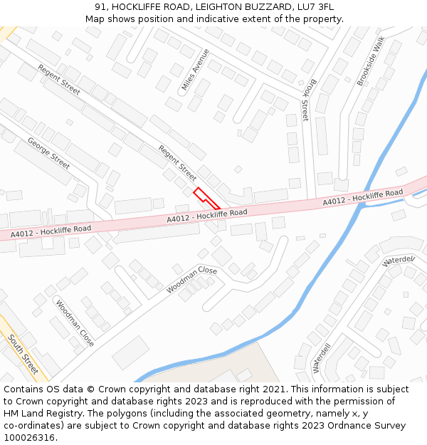 91, HOCKLIFFE ROAD, LEIGHTON BUZZARD, LU7 3FL: Location map and indicative extent of plot