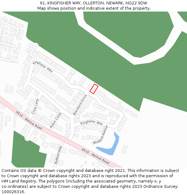 91, KINGFISHER WAY, OLLERTON, NEWARK, NG22 9DW: Location map and indicative extent of plot