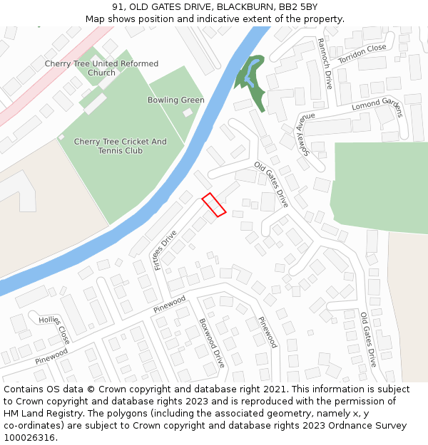 91, OLD GATES DRIVE, BLACKBURN, BB2 5BY: Location map and indicative extent of plot