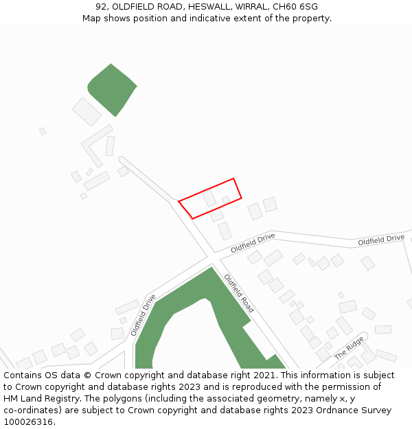 92, OLDFIELD ROAD, HESWALL, WIRRAL, CH60 6SG: Location map and indicative extent of plot