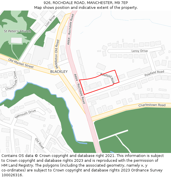 926, ROCHDALE ROAD, MANCHESTER, M9 7EP: Location map and indicative extent of plot