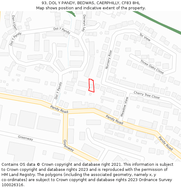 93, DOL Y PANDY, BEDWAS, CAERPHILLY, CF83 8HL: Location map and indicative extent of plot