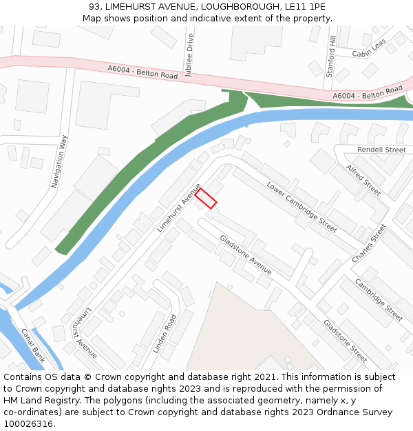 93, LIMEHURST AVENUE, LOUGHBOROUGH, LE11 1PE: Location map and indicative extent of plot