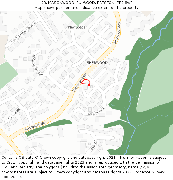 93, MASONWOOD, FULWOOD, PRESTON, PR2 8WE: Location map and indicative extent of plot