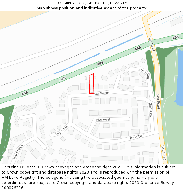 93, MIN Y DON, ABERGELE, LL22 7LY: Location map and indicative extent of plot