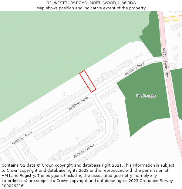 93, WESTBURY ROAD, NORTHWOOD, HA6 3DA: Location map and indicative extent of plot