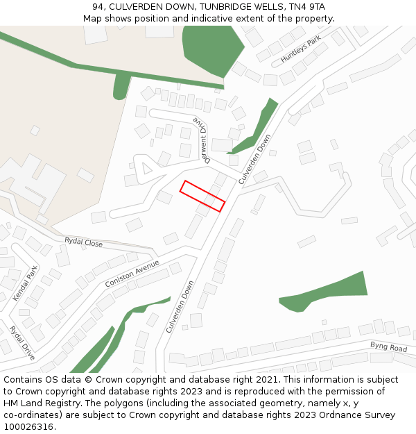 94, CULVERDEN DOWN, TUNBRIDGE WELLS, TN4 9TA: Location map and indicative extent of plot