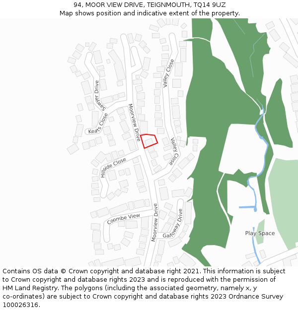 94, MOOR VIEW DRIVE, TEIGNMOUTH, TQ14 9UZ: Location map and indicative extent of plot