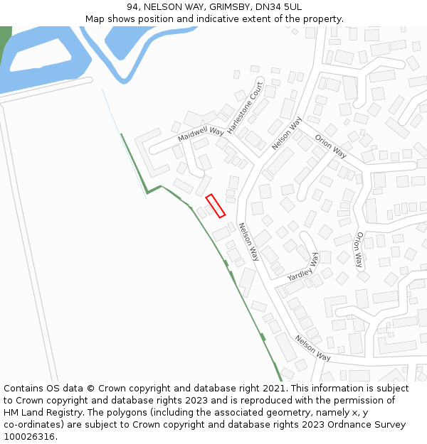 94, NELSON WAY, GRIMSBY, DN34 5UL: Location map and indicative extent of plot