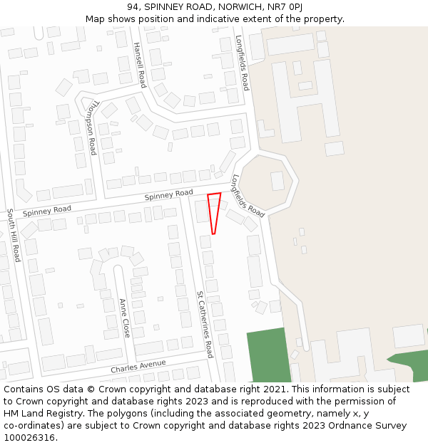 94, SPINNEY ROAD, NORWICH, NR7 0PJ: Location map and indicative extent of plot