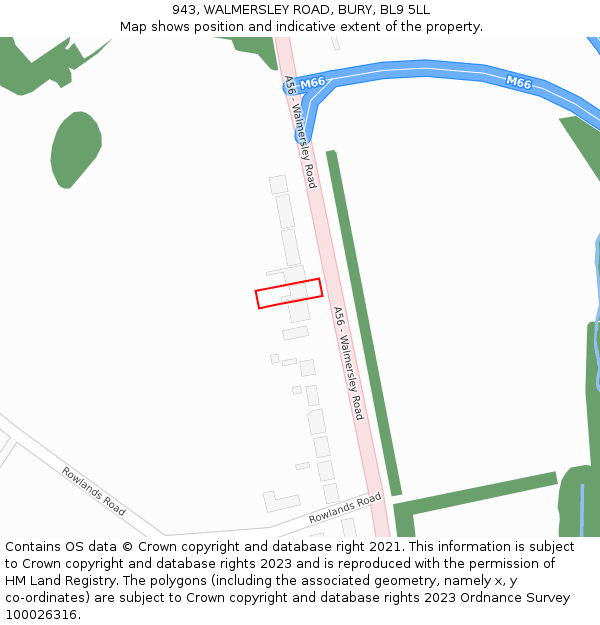 943, WALMERSLEY ROAD, BURY, BL9 5LL: Location map and indicative extent of plot