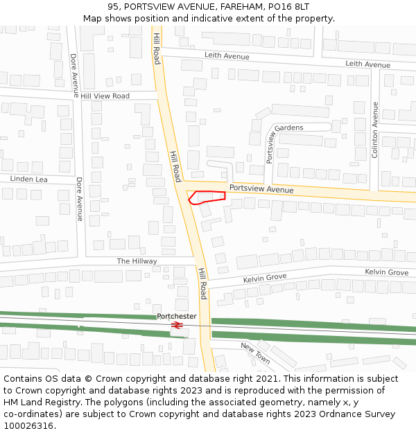 95, PORTSVIEW AVENUE, FAREHAM, PO16 8LT: Location map and indicative extent of plot