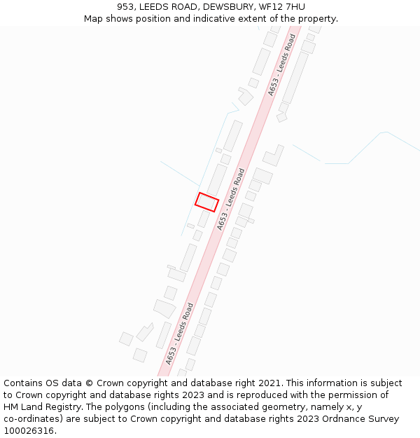 953, LEEDS ROAD, DEWSBURY, WF12 7HU: Location map and indicative extent of plot