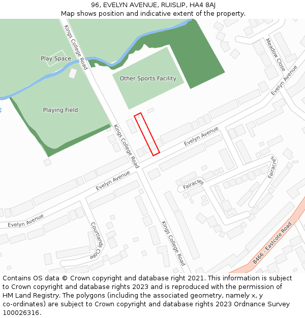 96, EVELYN AVENUE, RUISLIP, HA4 8AJ: Location map and indicative extent of plot