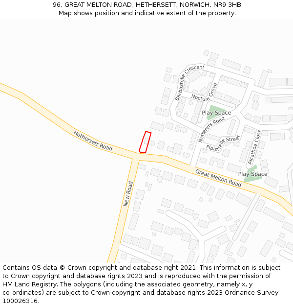 96, GREAT MELTON ROAD, HETHERSETT, NORWICH, NR9 3HB: Location map and indicative extent of plot