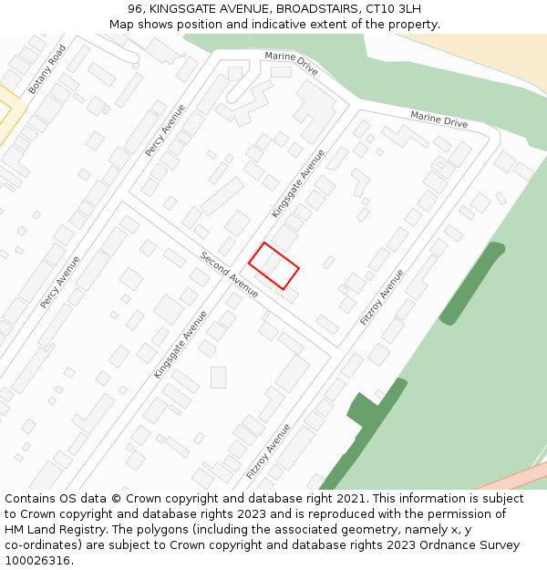 96, KINGSGATE AVENUE, BROADSTAIRS, CT10 3LH: Location map and indicative extent of plot