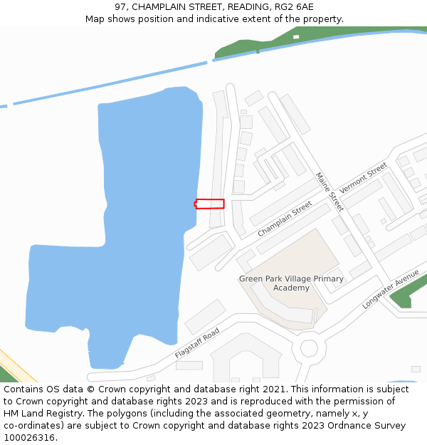 97, CHAMPLAIN STREET, READING, RG2 6AE: Location map and indicative extent of plot