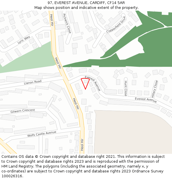 97, EVEREST AVENUE, CARDIFF, CF14 5AR: Location map and indicative extent of plot