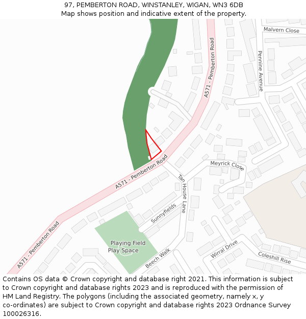 97, PEMBERTON ROAD, WINSTANLEY, WIGAN, WN3 6DB: Location map and indicative extent of plot