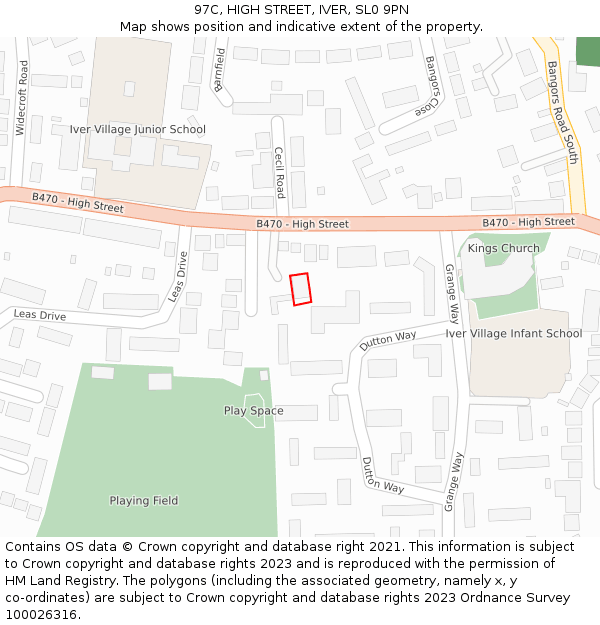 97C, HIGH STREET, IVER, SL0 9PN: Location map and indicative extent of plot