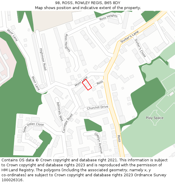 98, ROSS, ROWLEY REGIS, B65 8DY: Location map and indicative extent of plot