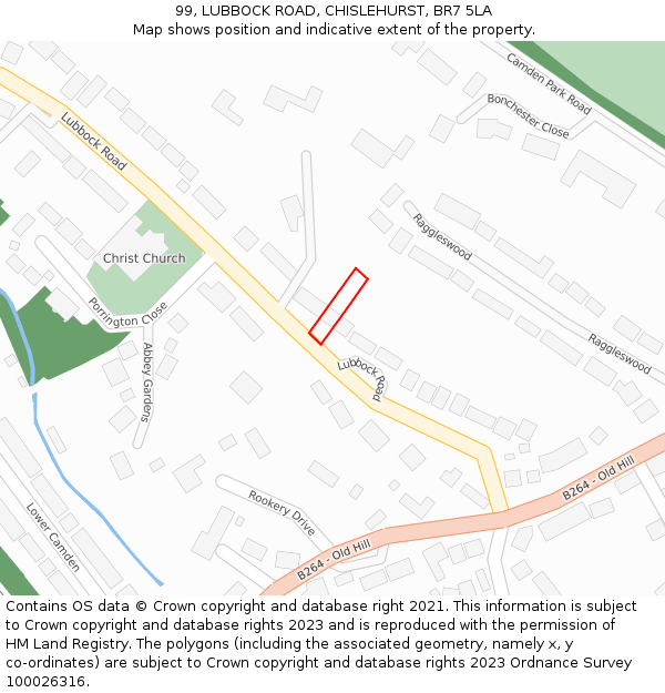 99, LUBBOCK ROAD, CHISLEHURST, BR7 5LA: Location map and indicative extent of plot