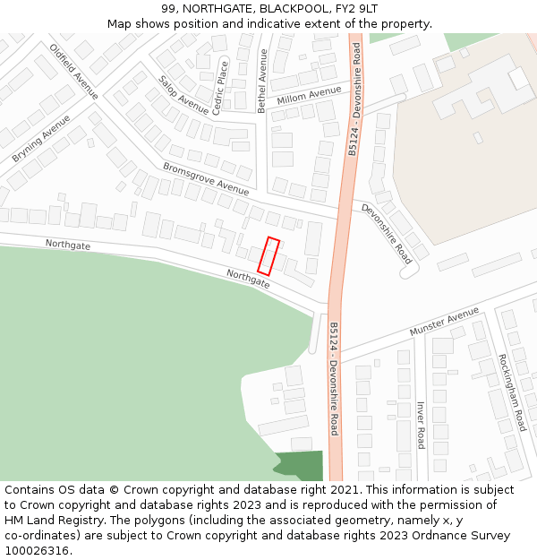 99, NORTHGATE, BLACKPOOL, FY2 9LT: Location map and indicative extent of plot