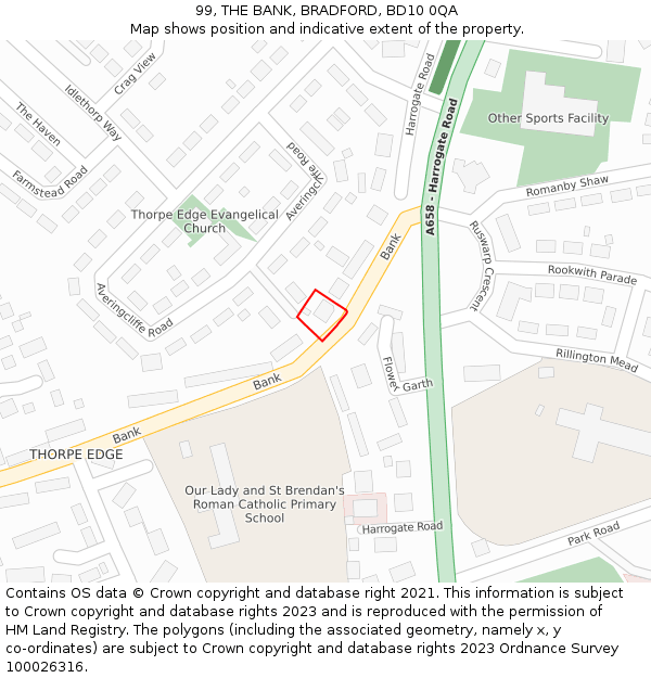 99, THE BANK, BRADFORD, BD10 0QA: Location map and indicative extent of plot